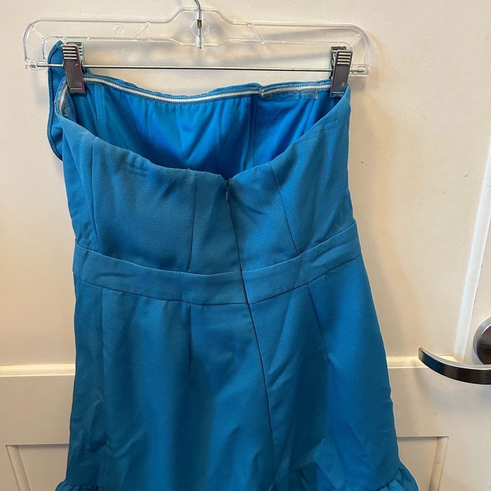 Blue Ruffled Strapless Romper - Picture 2 of 3